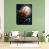 Full Moon with Blossoming Tree Canvas Frames Wall Art